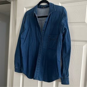 VINCE Women’s Stretch Chambray Shirt Blue 12 US